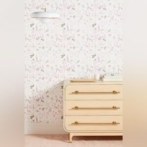 Anthropologie Layne Wallpaper Light Pink Floral Wallpaper York Wallcoverings NWT